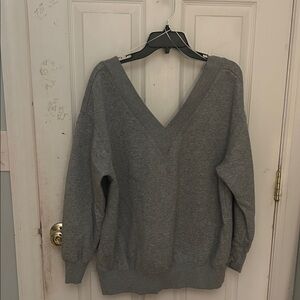 Gray V-Neck Women's Sweater